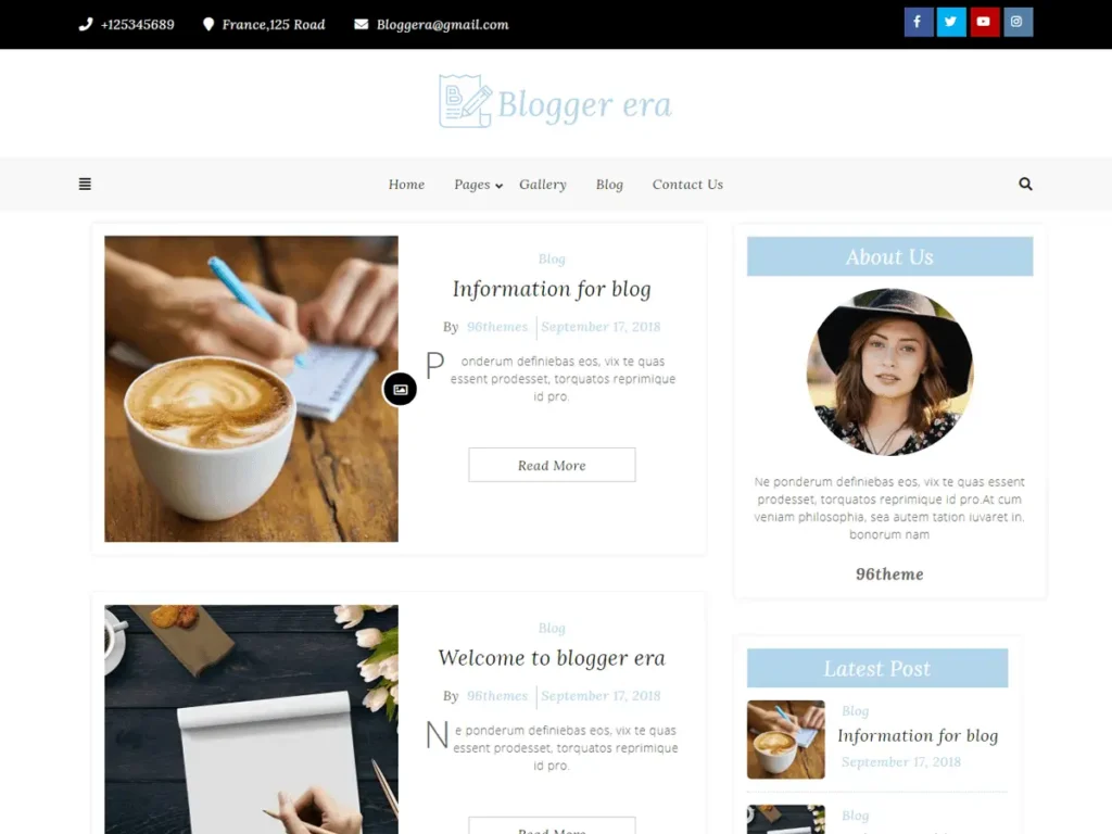 Blogger Era WordPress blog theme
