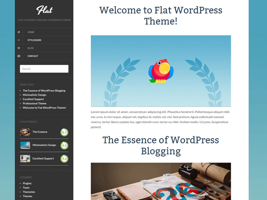 Flat WordPress blog theme