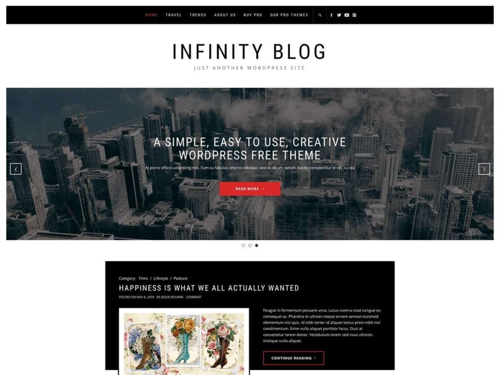 Infinity Blog WordPress blog theme