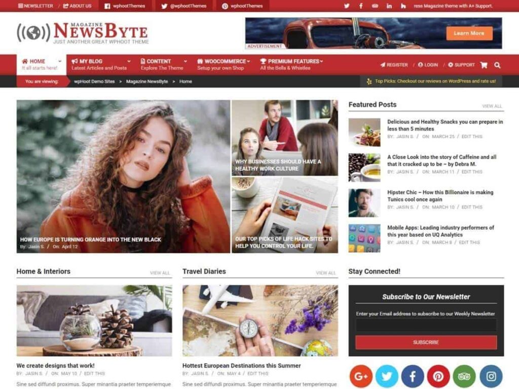 Magazine News Byte WordPress blog theme