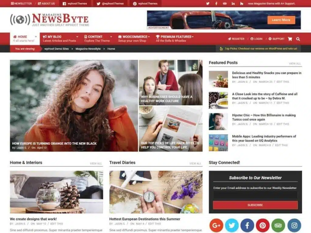 Magazine News Byte WordPress blog theme