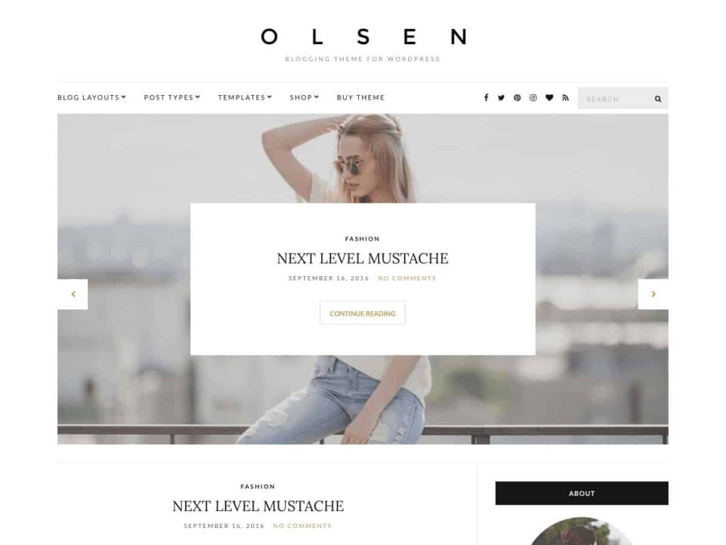 Olsen light WordPress blog theme