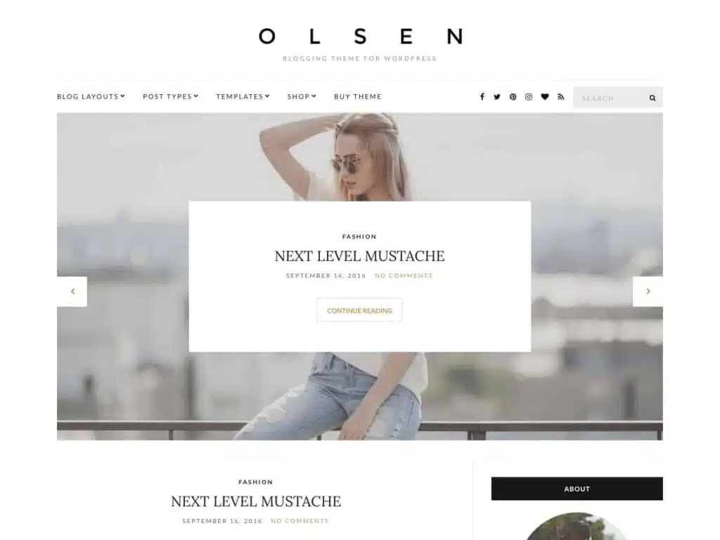 Olsen light WordPress blog theme