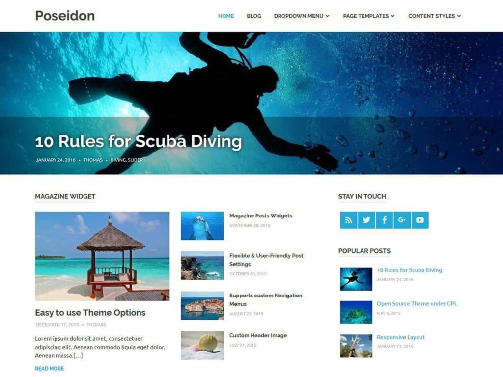 Poseidon WordPress blog theme