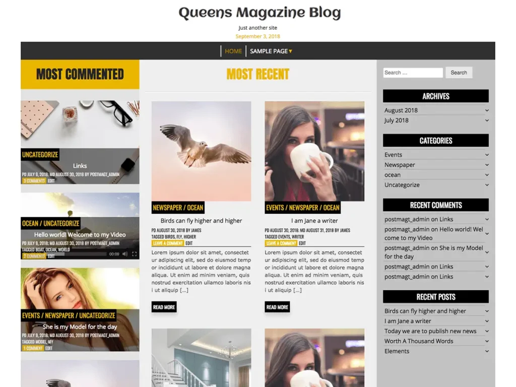 Queens Magazine Blog WordPress blog theme