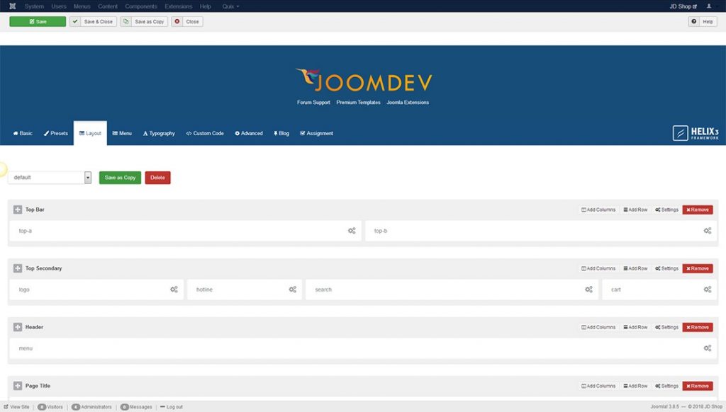 JD Shop Admin Panel JD Shop – A Feature Rich Multipurpose eCommerce Joomla Template
