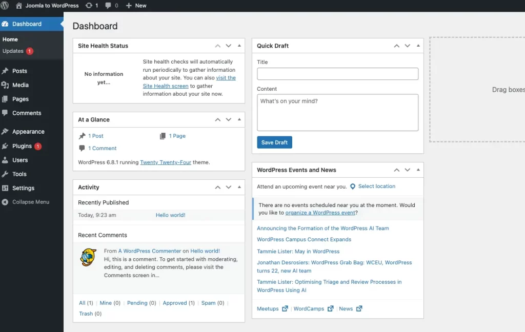 WordPress Dashboard
