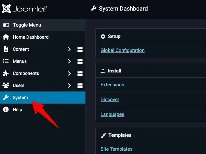 Joomla Dashboard